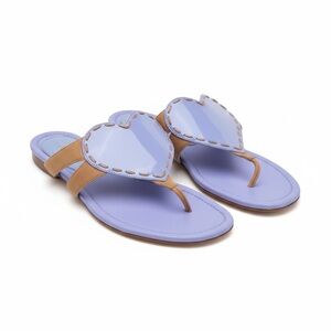 Sergio Rossi ❤︎︎ Heart Shaped Thong Leather Sandals ❤︎︎ Cornflower Blue ❤︎︎ 36
